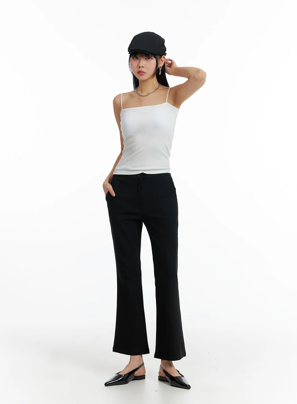 High Waist Solid Flared Trousers IF402 - Image 6