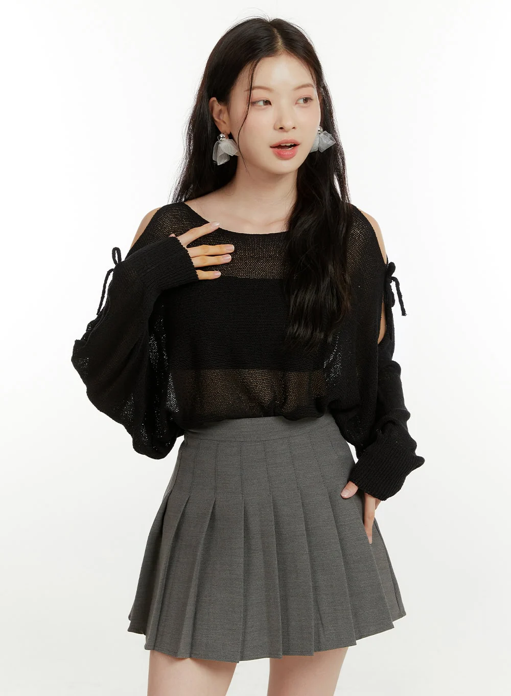 Hollow Out Side Ribbon Knit Sweater OU419 - Image 4