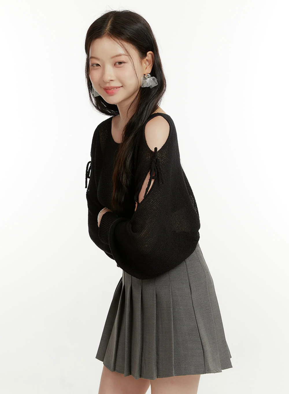 Hollow Out Side Ribbon Knit Sweater OU419 - Image 5