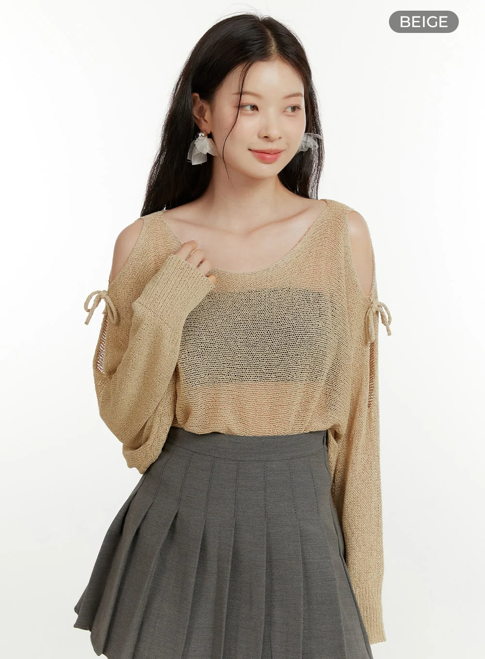 Hollow Out Side Ribbon Knit Sweater OU419 - Image 8