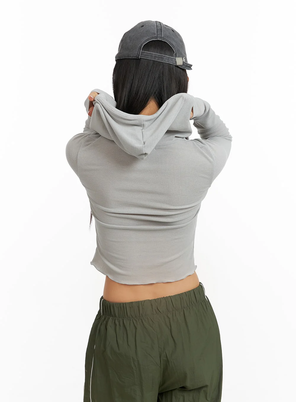 Hooded Button Crop Top CF414 - Image 6