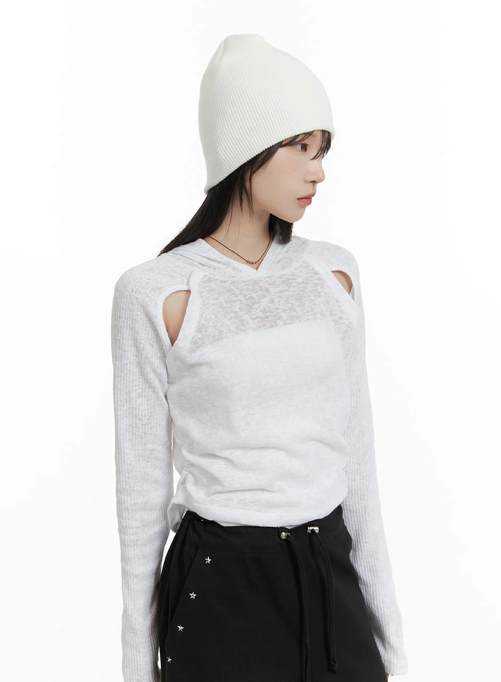Hooded Cut-Out Top CA404 - Image 3