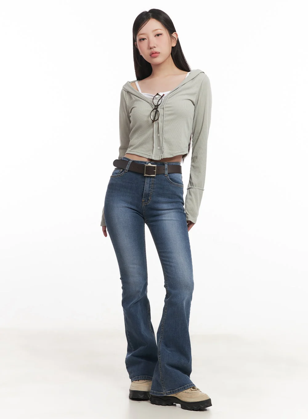 Hooded Layered Crop Cardigan CM531 - Image 5