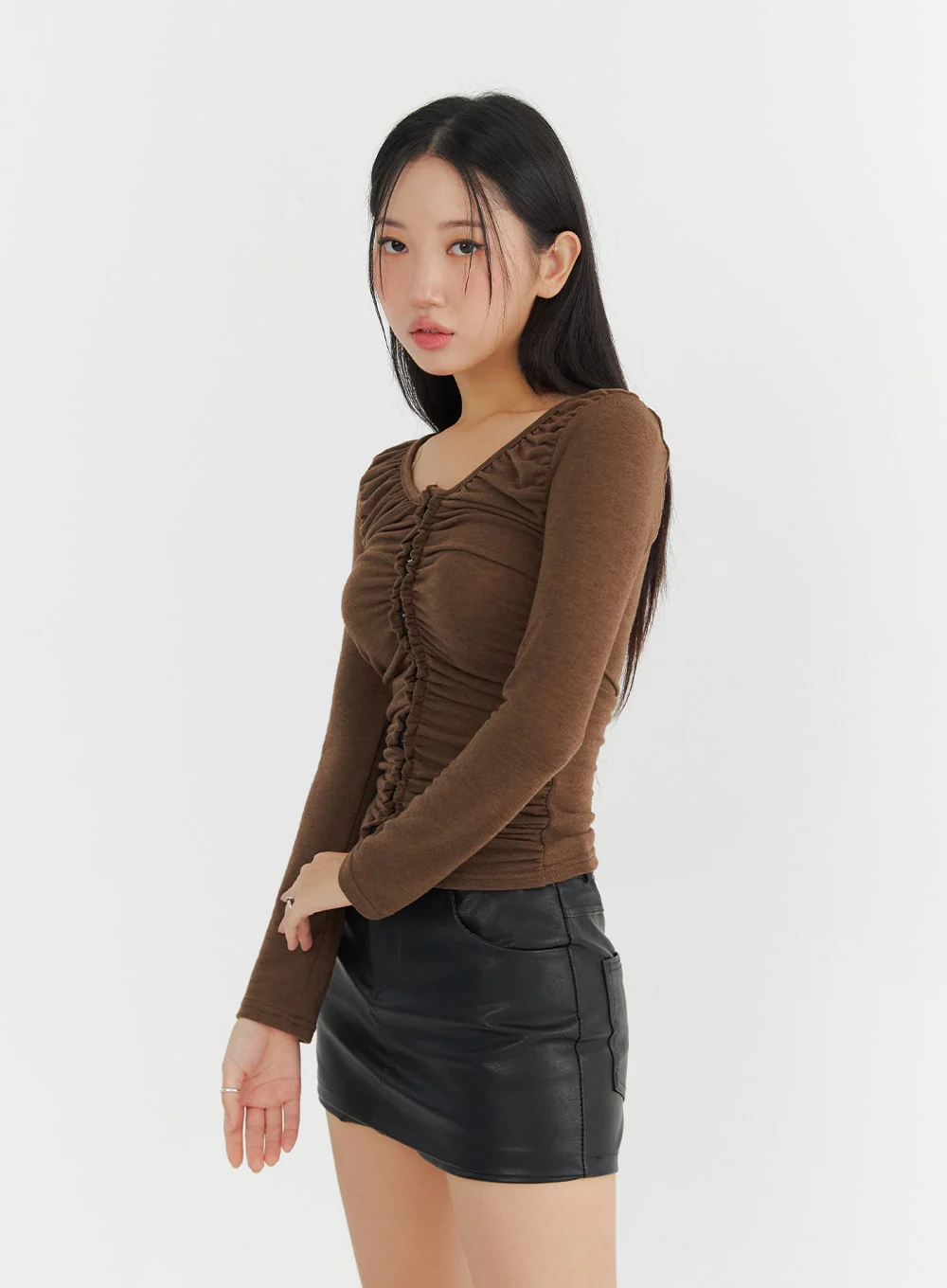 Hook Button Shirred Cardigan CO325 - Image 8