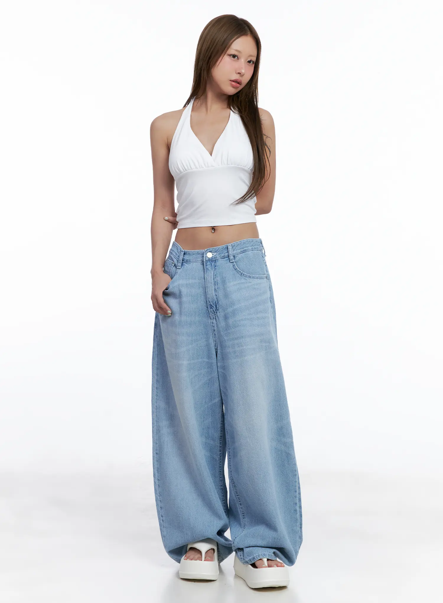 Hyoyeon Washed Balloon Wide-Leg Summer Denim Jeans CL510 - Image 4