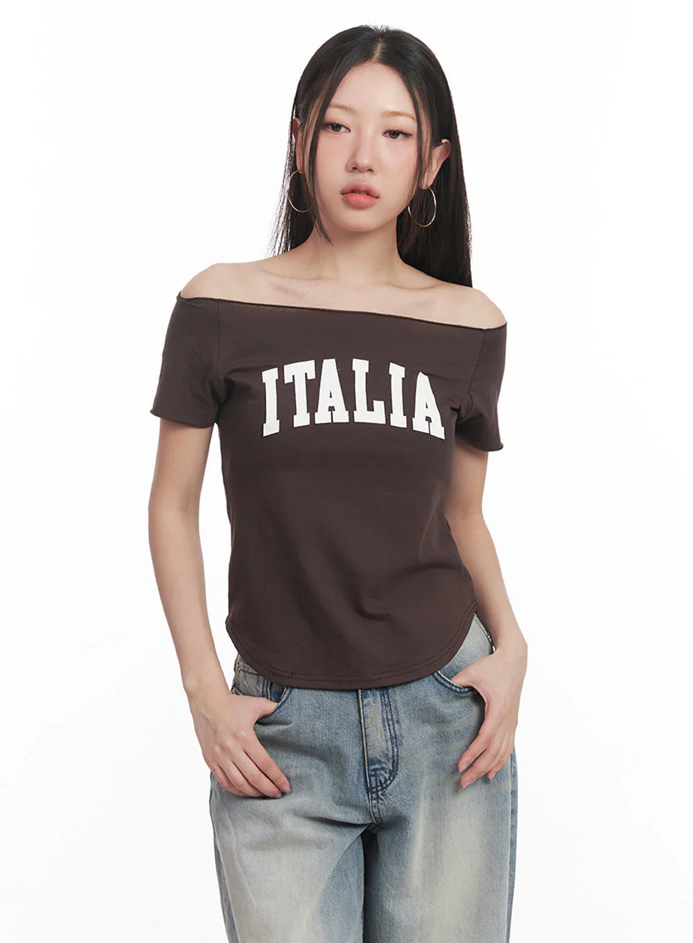 Italia Graphic Off-Shoulder Top IM528 - Image 13