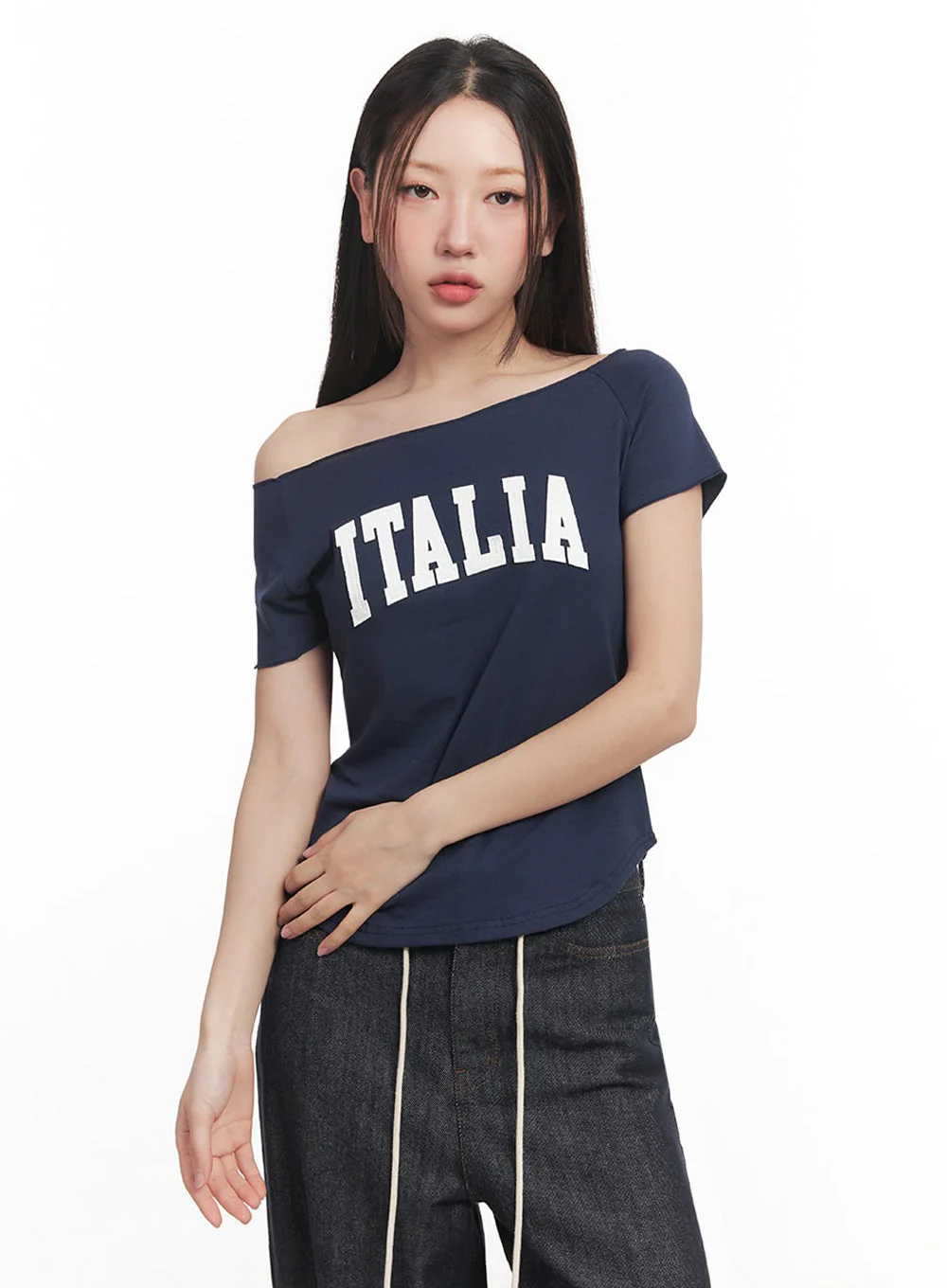 Italia Graphic Off-Shoulder Top IM528 - Image 2
