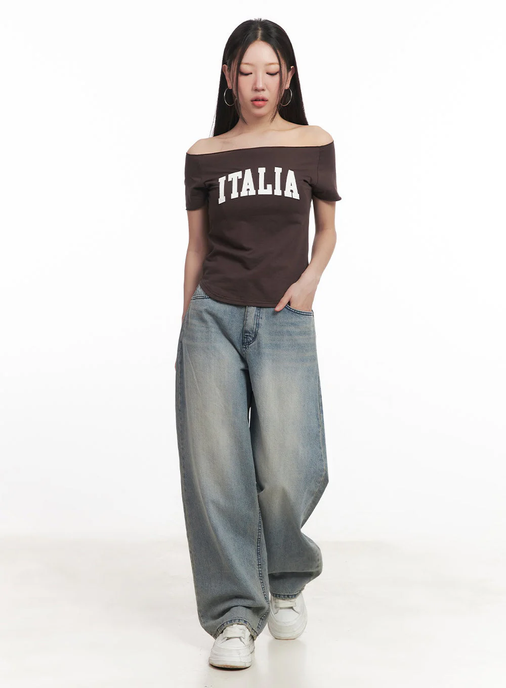 Italia Graphic Off-Shoulder Top IM528 - Image 3
