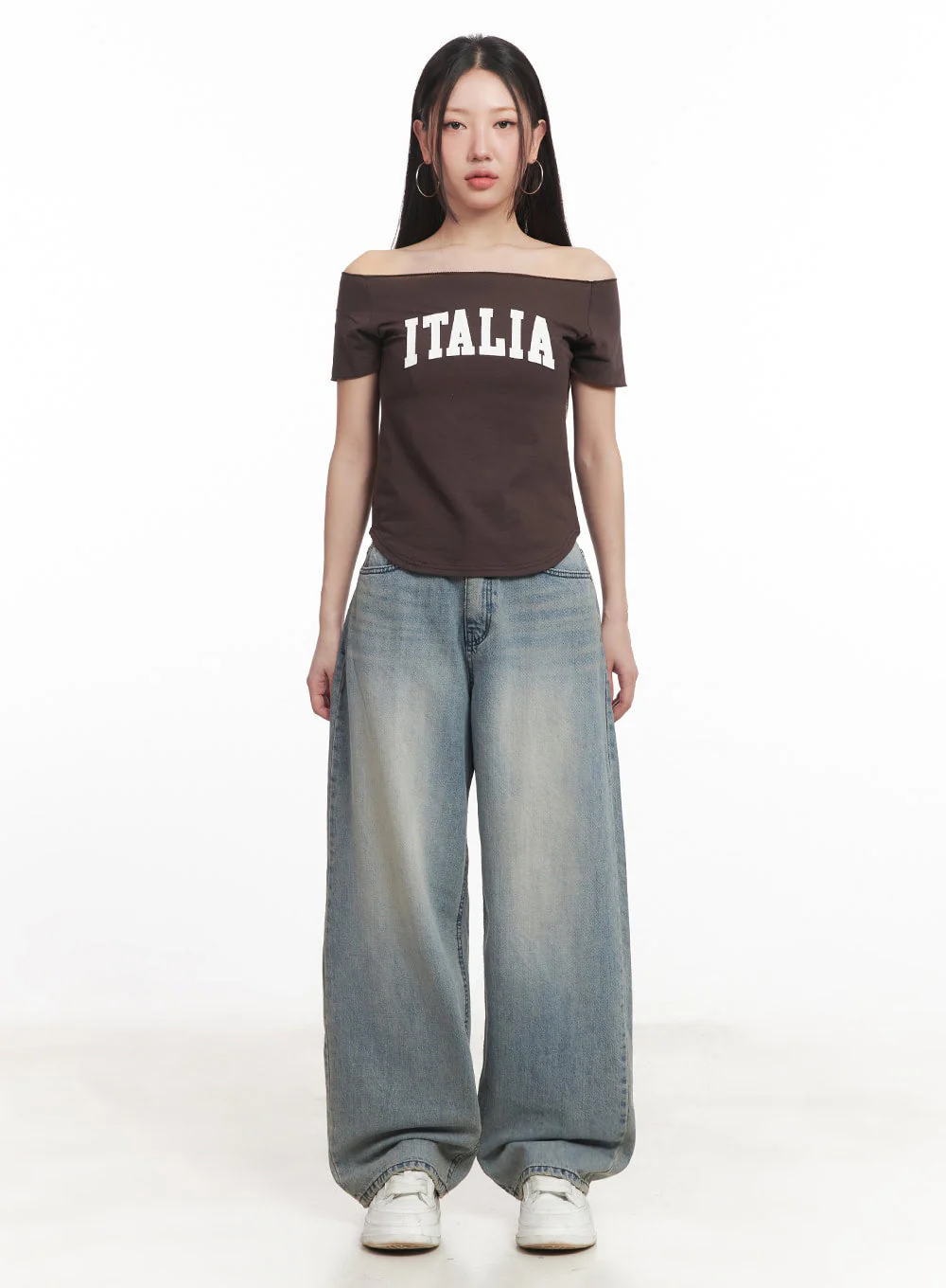 Italia Graphic Off-Shoulder Top IM528 - Image 5