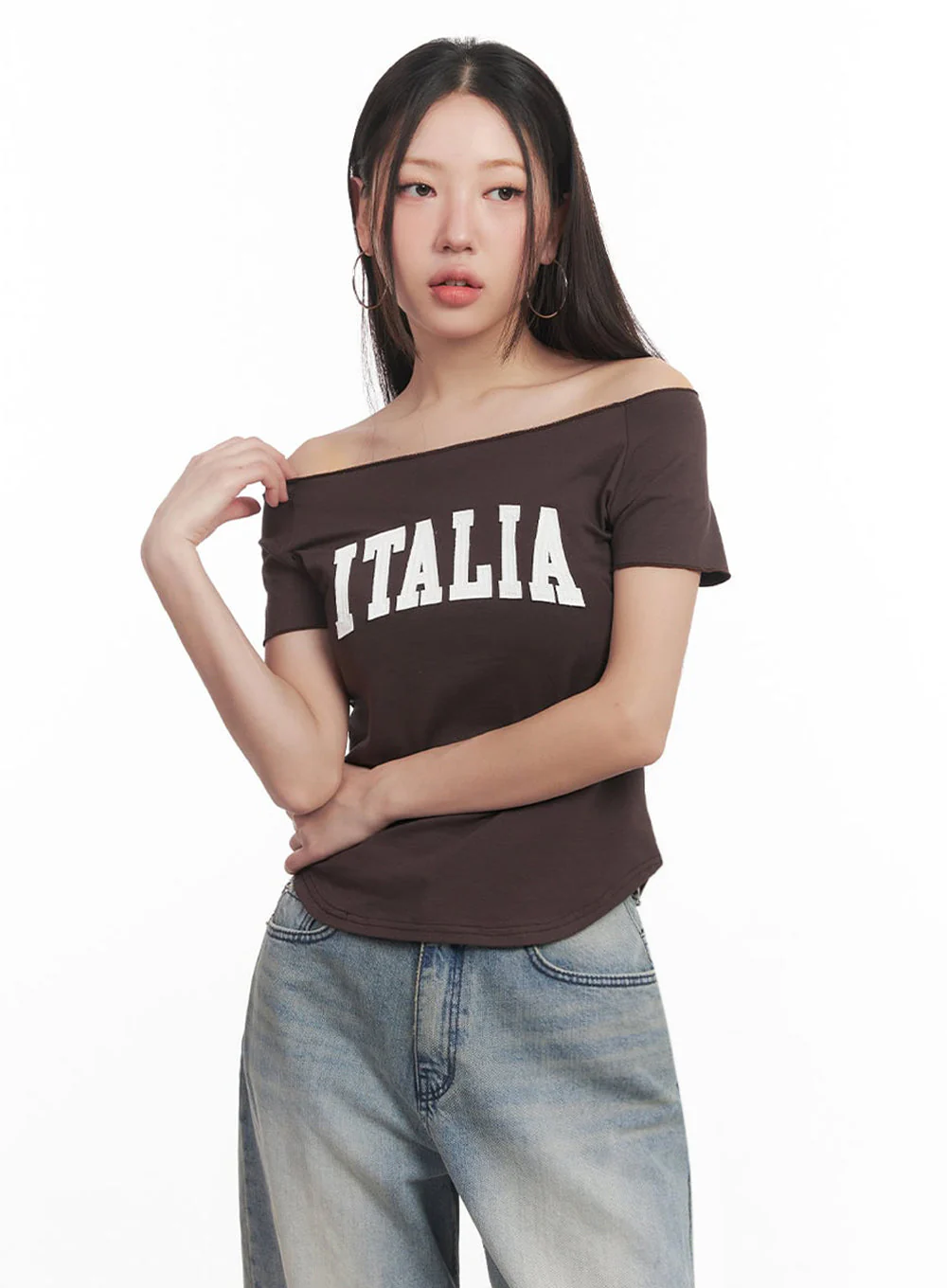 Italia Graphic Off-Shoulder Top IM528 - Image 7