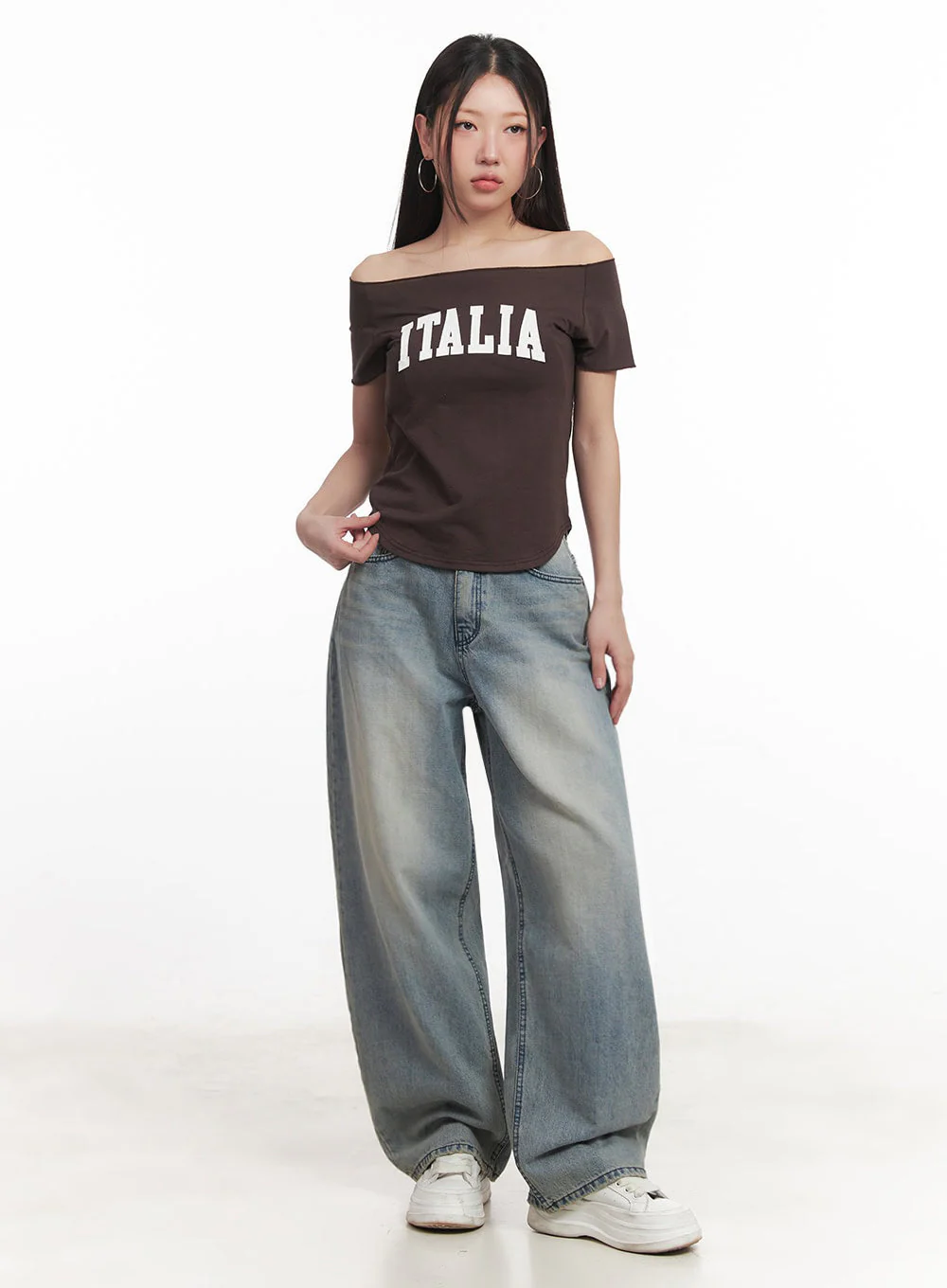 Italia Graphic Off-Shoulder Top IM528 - Image 9