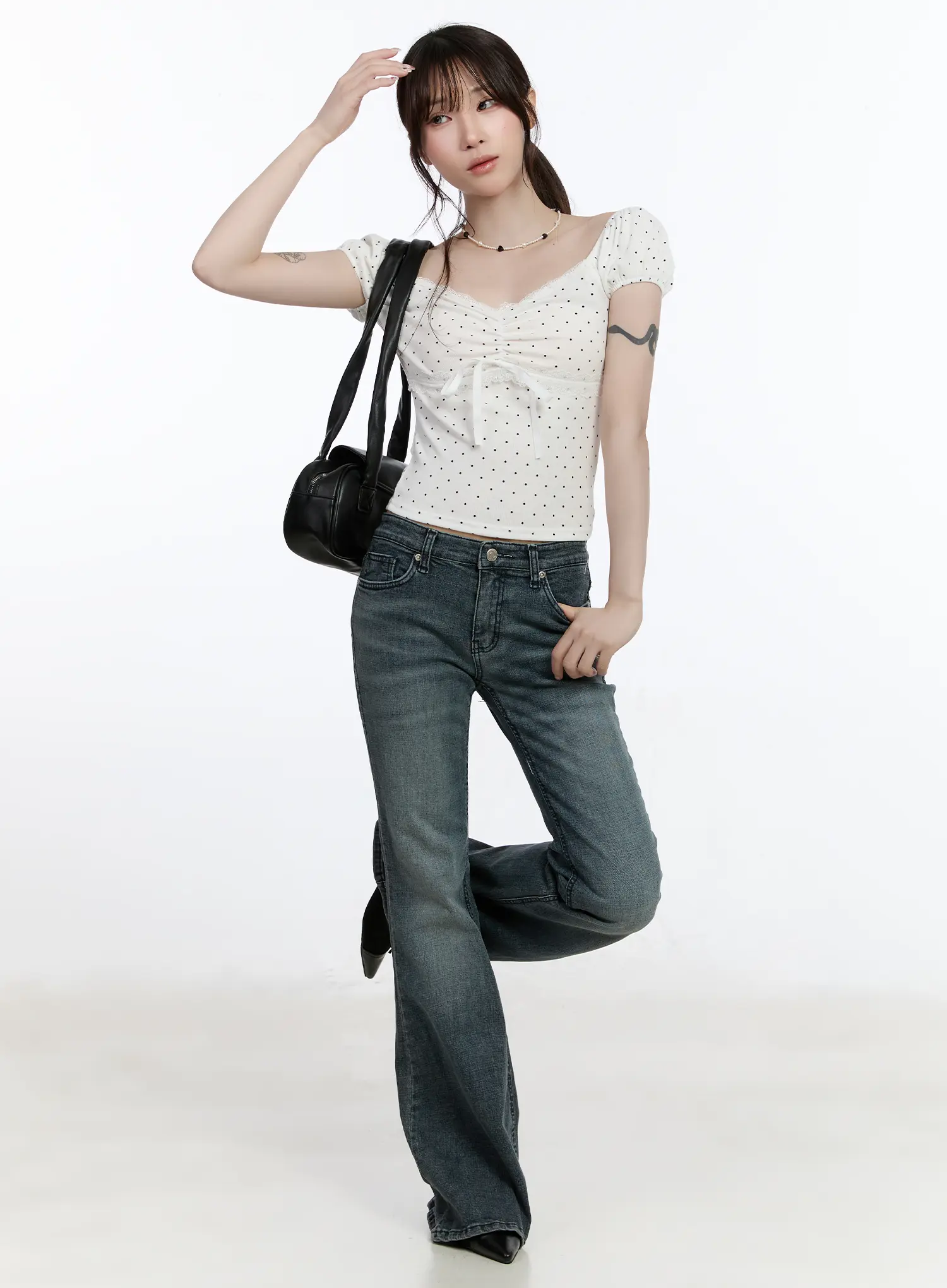 Kailani Low-Rise Washed Bootcut Flared Jeans CA501 - Image 2