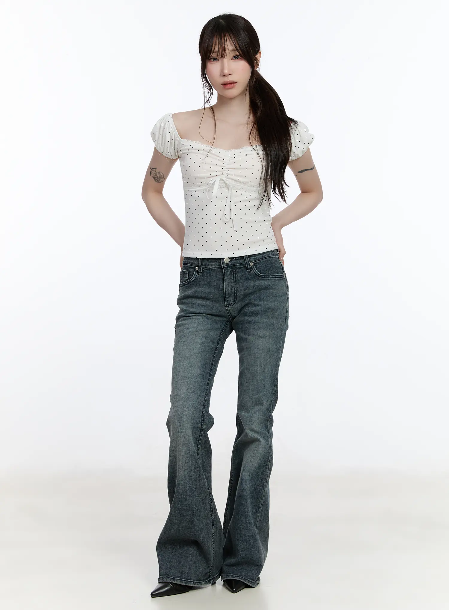 Kailani Low-Rise Washed Bootcut Flared Jeans CA501 - Image 5