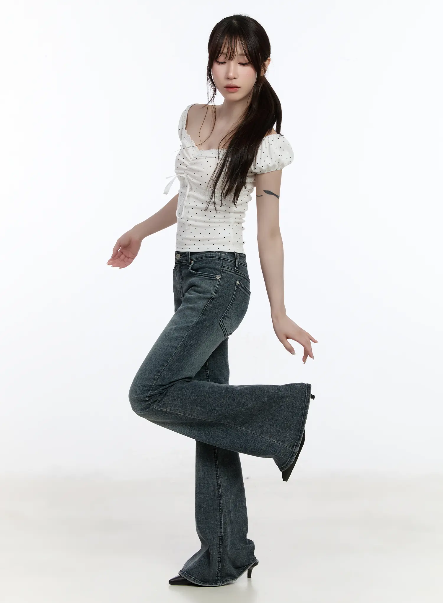 Kailani Low-Rise Washed Bootcut Flared Jeans CA501 - Image 6