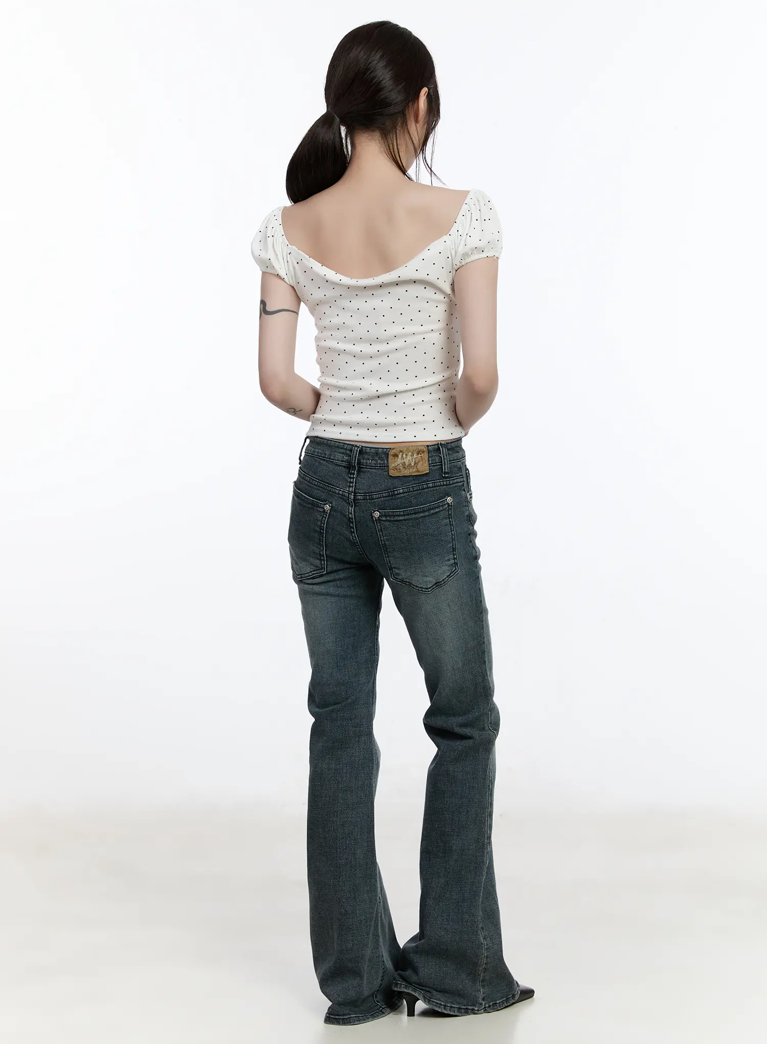 Kailani Low-Rise Washed Bootcut Flared Jeans CA501 - Image 7