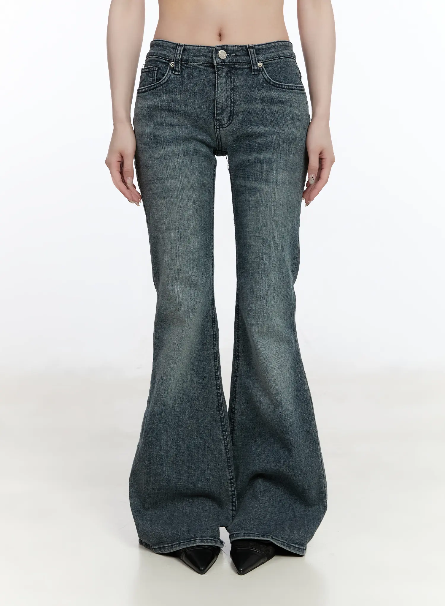 Kailani Low-Rise Washed Bootcut Flared Jeans CA501 - Image 8
