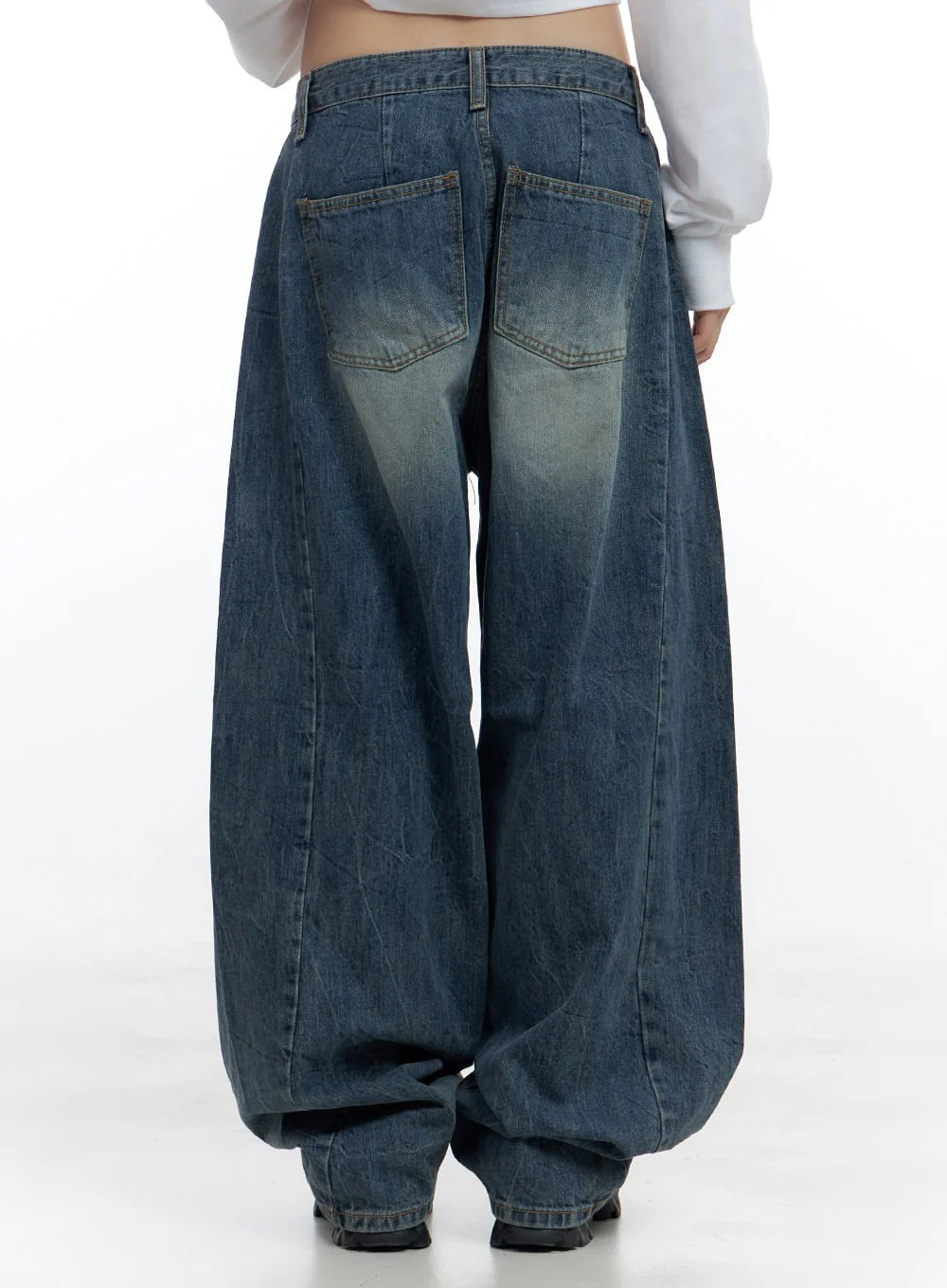 Kali Side Slit Washed Denim Baggy Jeans CS419 - Image 4