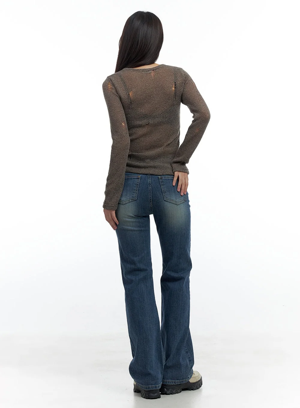 Kara Sleek Fit Washed Bootcut Cotton Jeans CS425 - Image 4