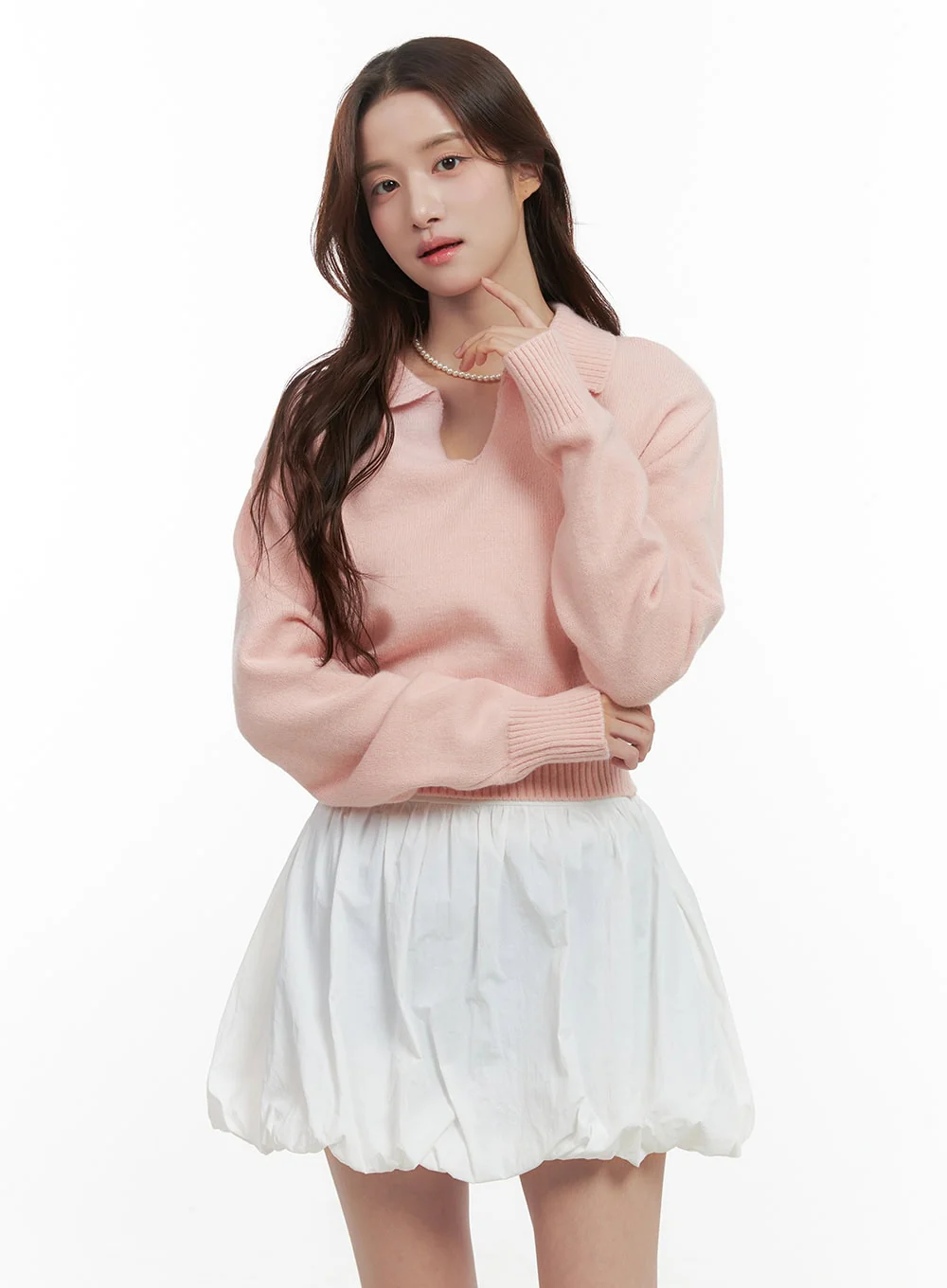 Knit Collared Crop Sweater OO421 - Image 4