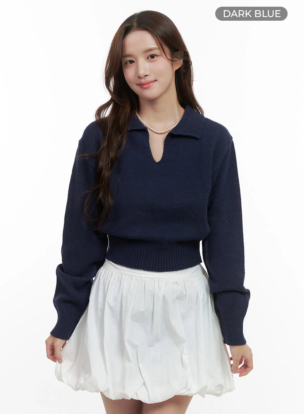 Knit Collared Crop Sweater OO421 - Image 9