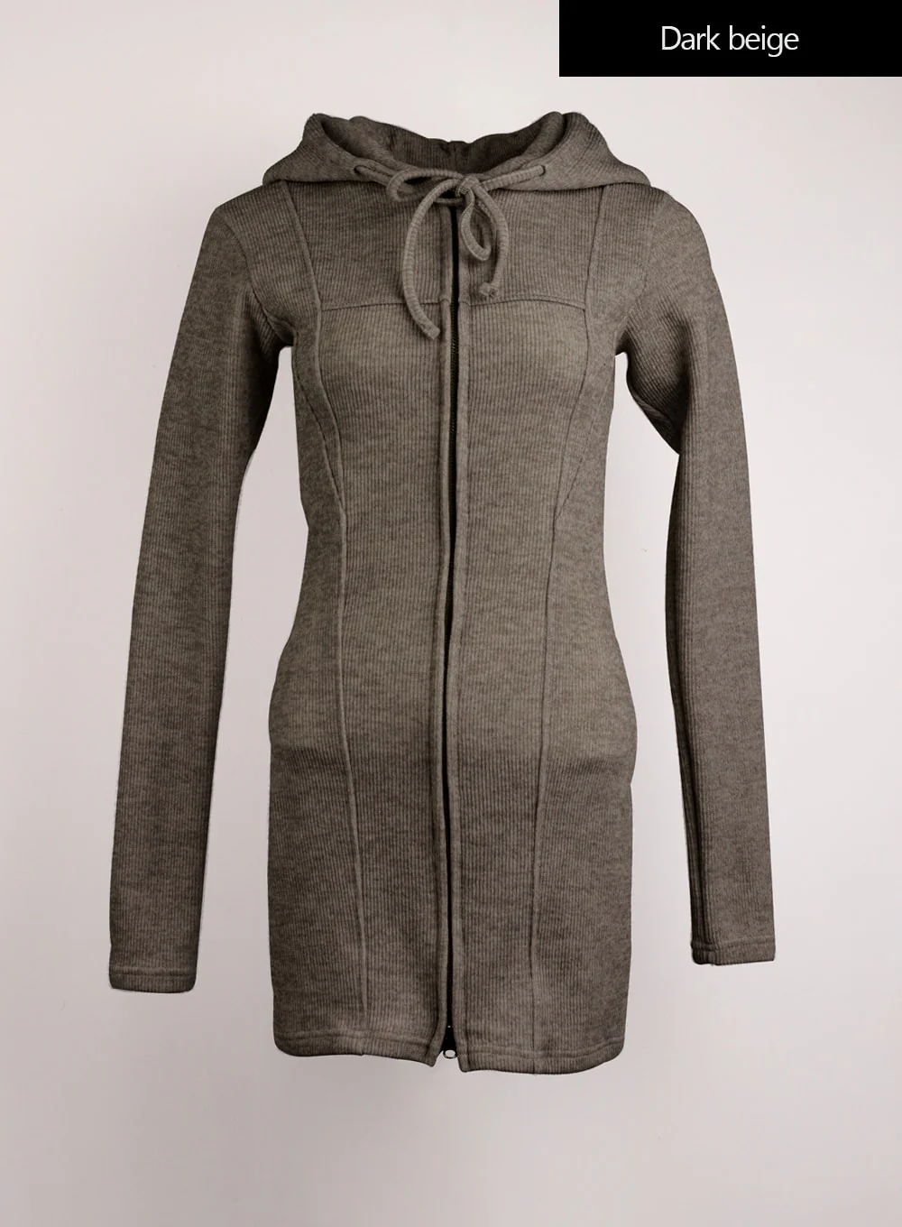 Knit Drawstring Hoodie Mini Dress IJ411 - Image 9