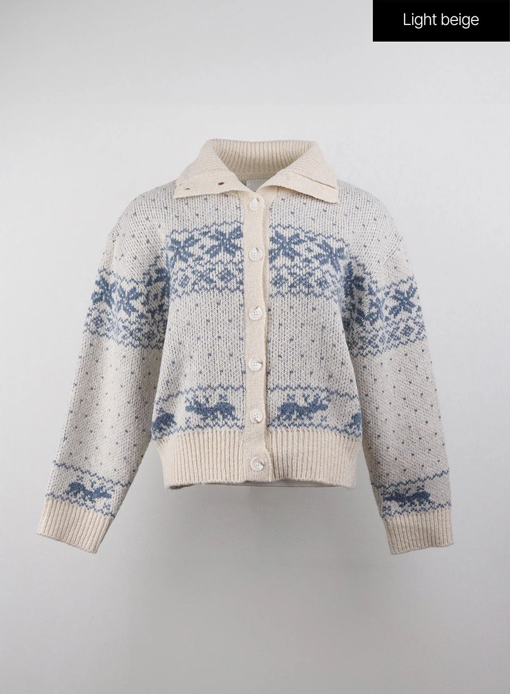 Knit Round Neck Graphic Button Cardigan OJ409 - Image 10
