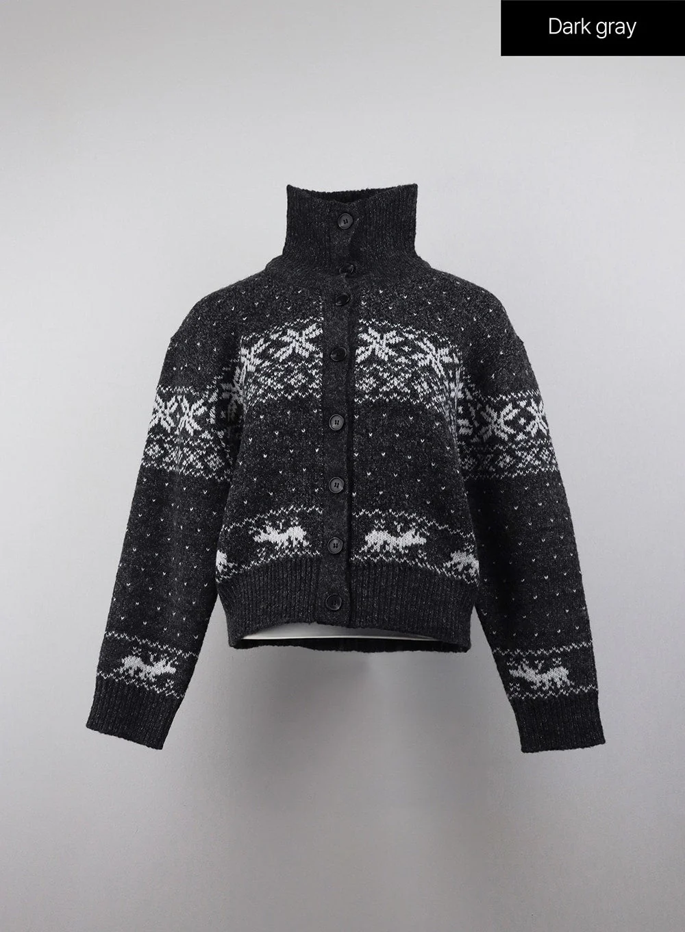 Knit Round Neck Graphic Button Cardigan OJ409 - Image 7