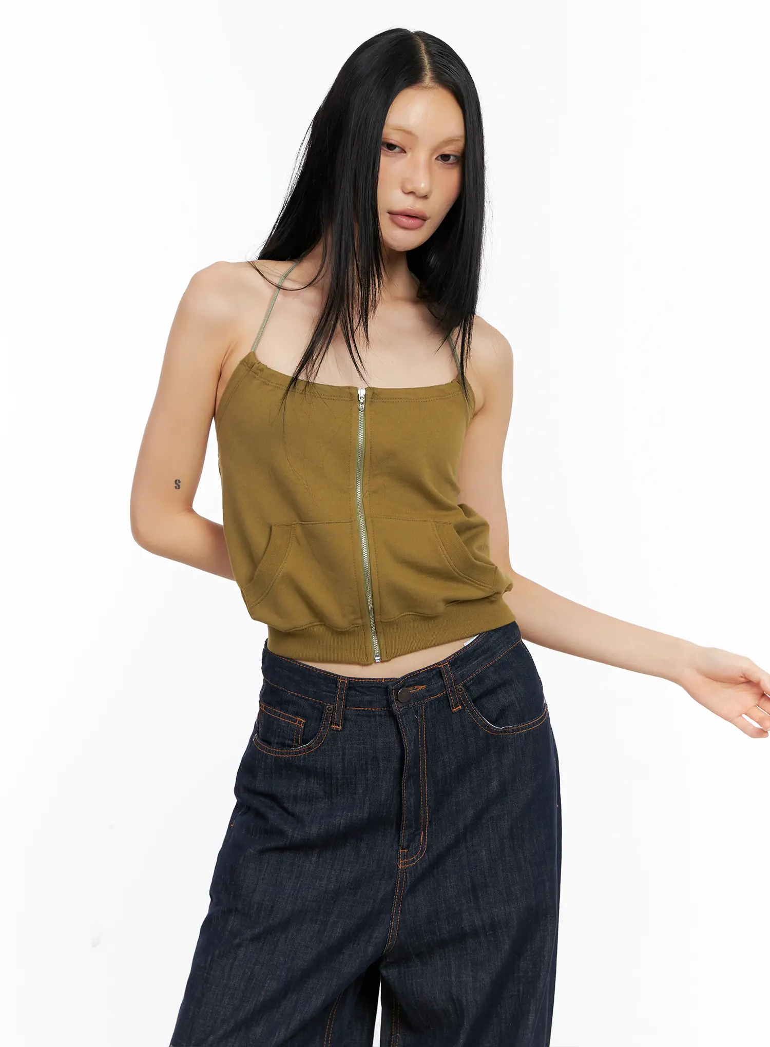 Knit Zip-Up Halter Top CL529 - Image 10
