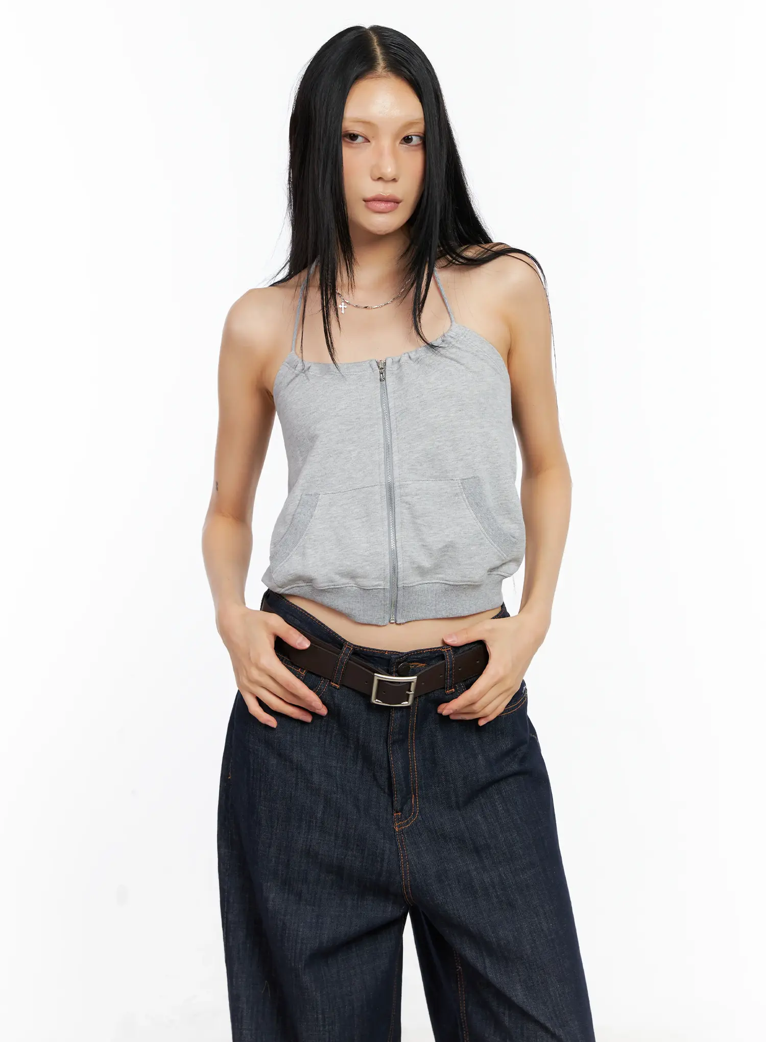 Knit Zip-Up Halter Top CL529 - Image 11