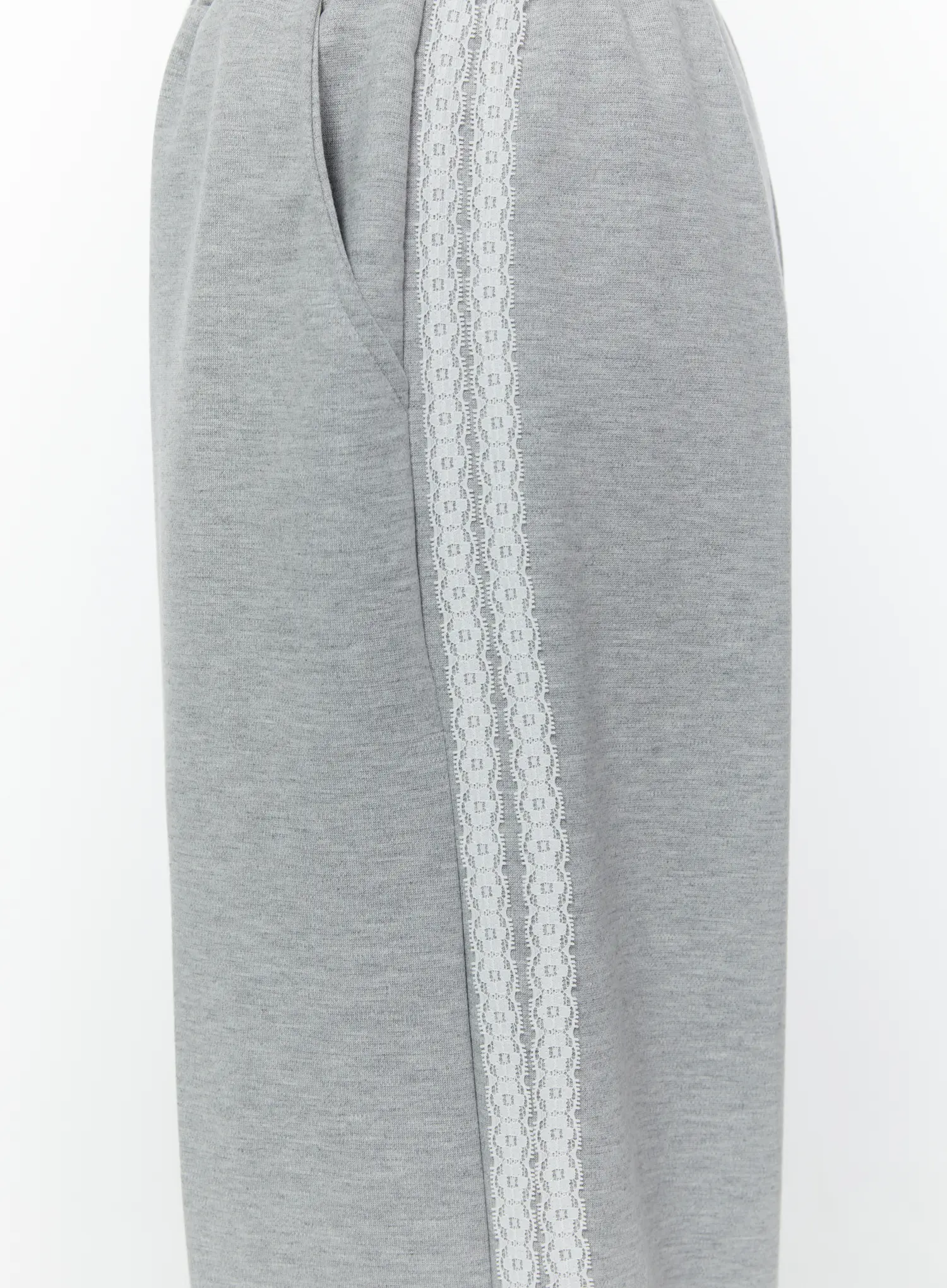 Lace Accent Wide-Leg Sweatpants IY507 - Image 4