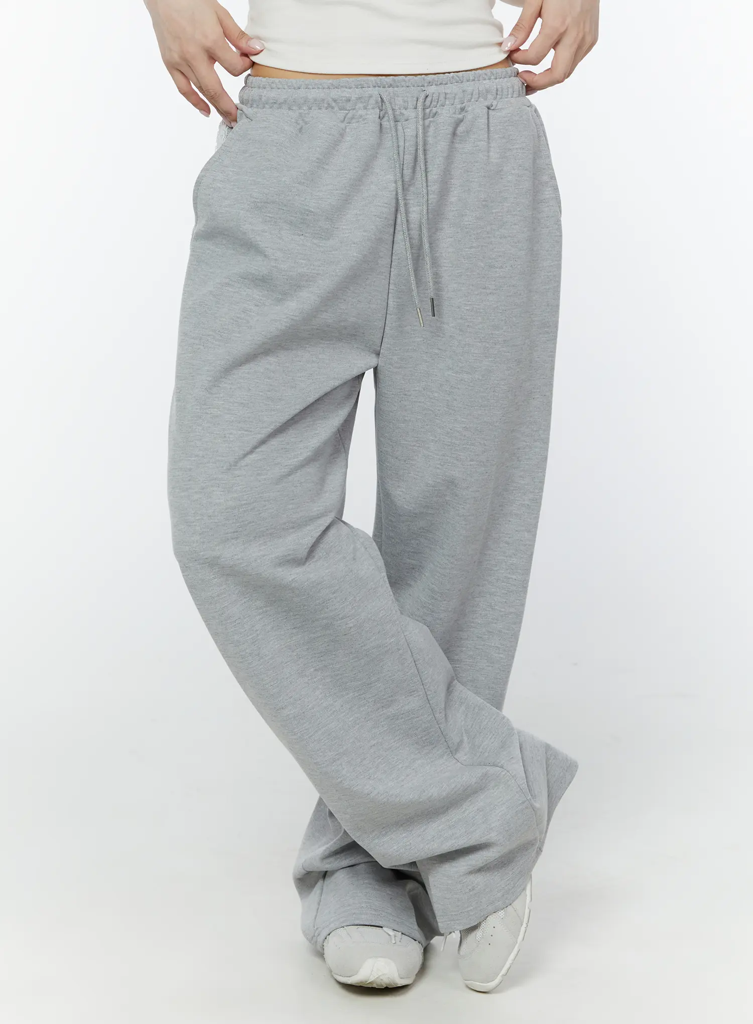 Lace Accent Wide-Leg Sweatpants IY507 - Image 8