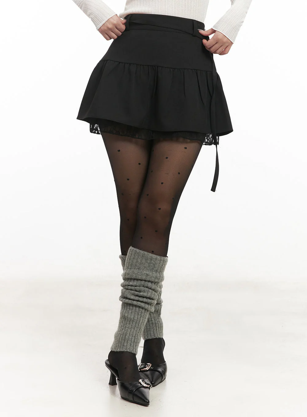 Lace Buckle Flare Mini Skirt IM524 - Image 10