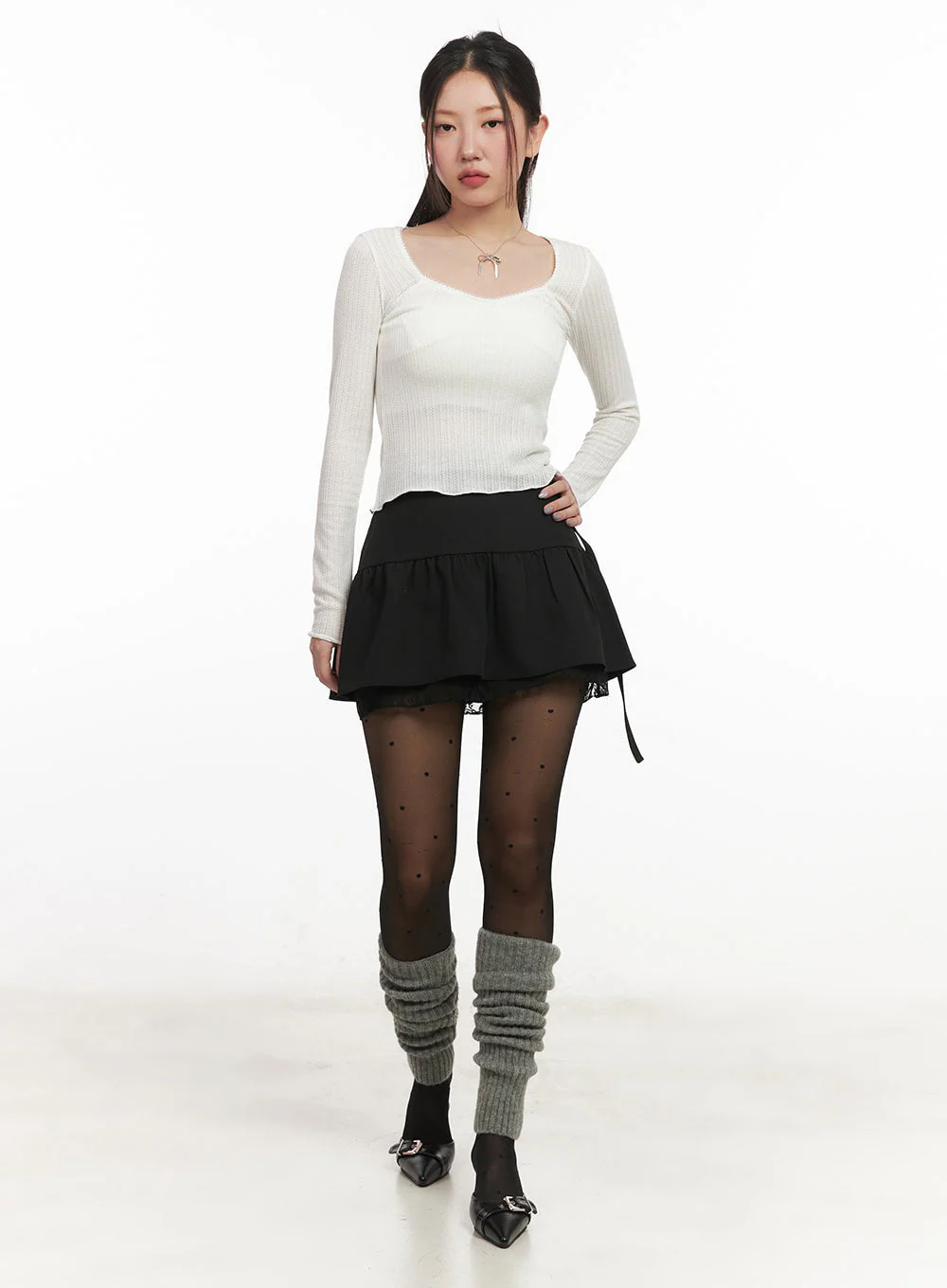 Lace Buckle Flare Mini Skirt IM524 - Image 7