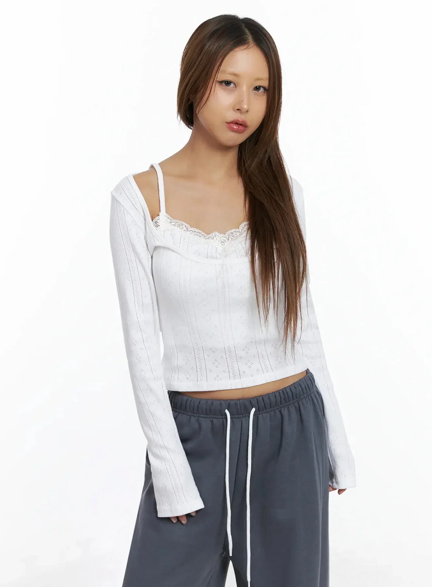 Lace Cami and Long Sleeve Set IN528 - Image 3