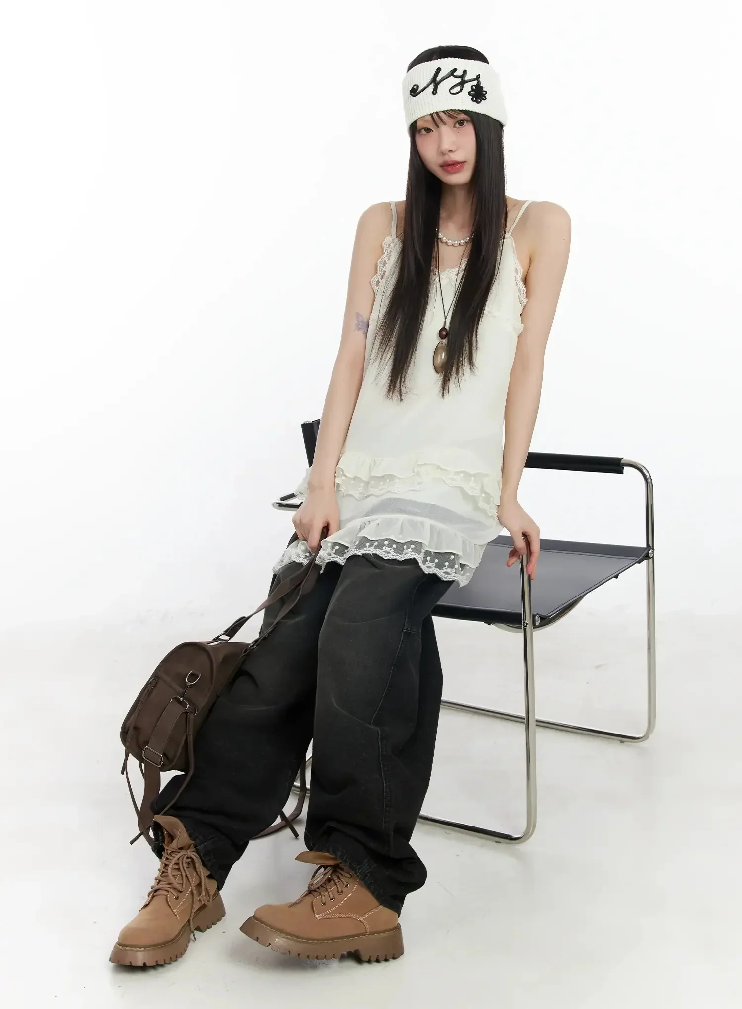 Lace Frill Long Tank Top IM530 - Image 14