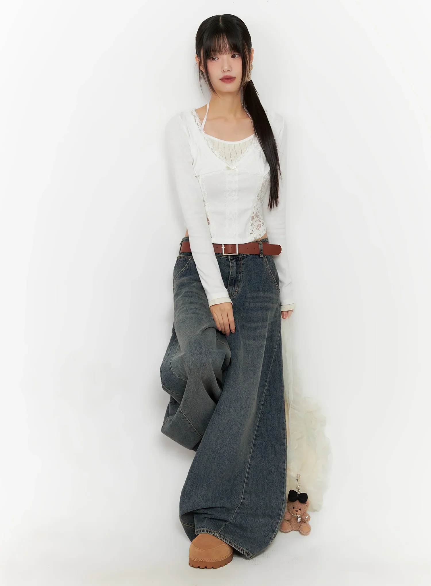 Lace Halter Long Sleeve Top IN503 - Image 2