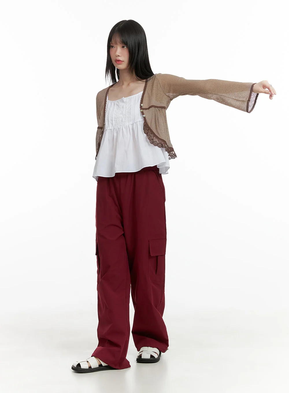 Lace Hem Cardigan CL412 - Image 2