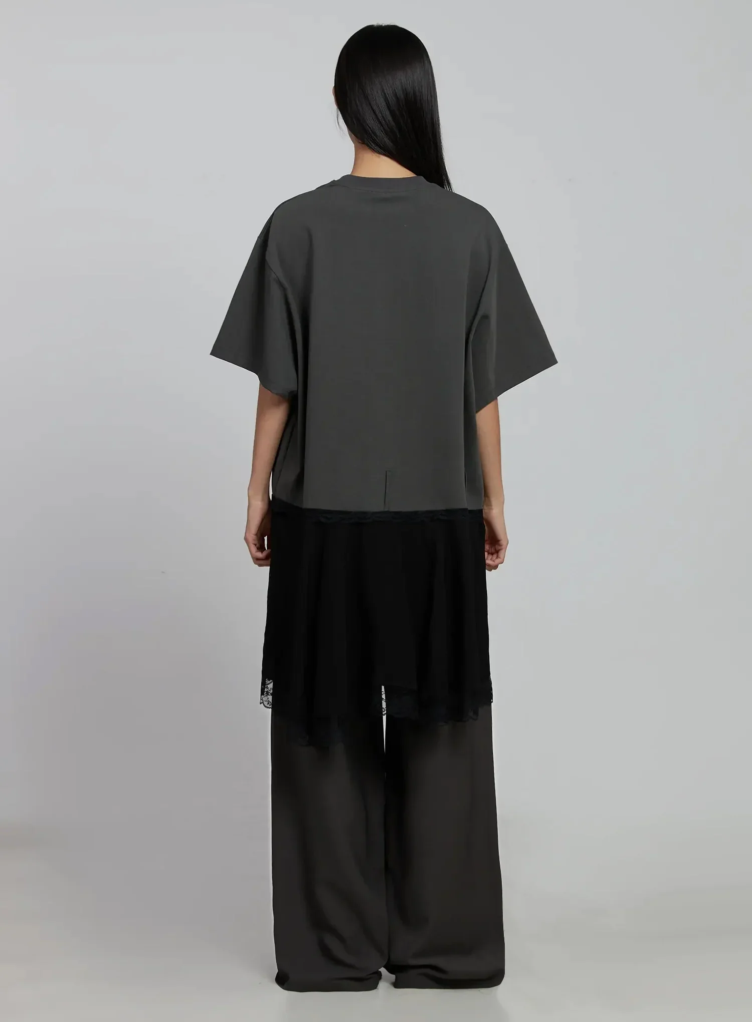 Lace Layered Oversized T-Shirt Dress IM520 - Image 9