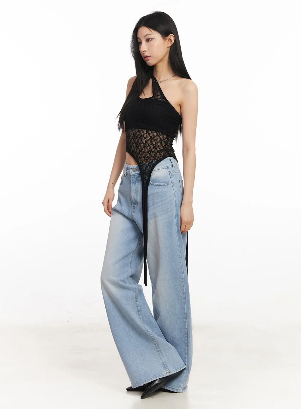 Lace Mesh Asymmetric Tank Top CA516 - Image 7