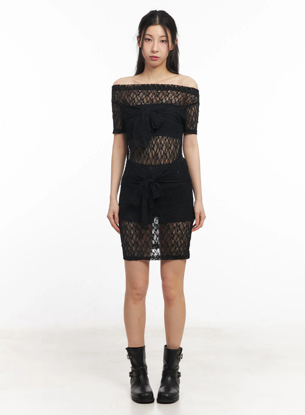 Lace Off-Shoulder Mini Dress IU509 - Image 4
