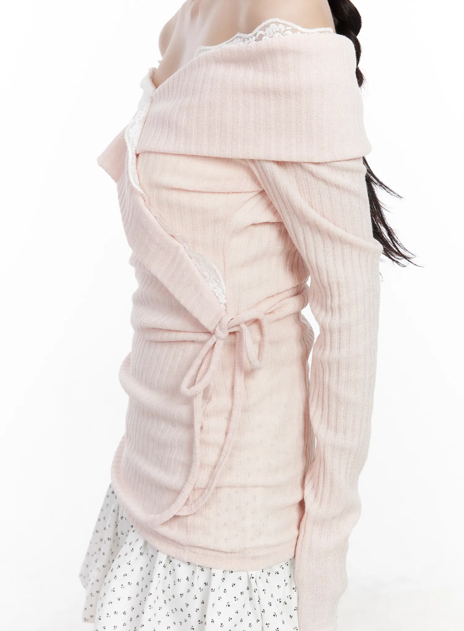 Lace Off-Shoulder Ribbed Top CM527 - Image 8