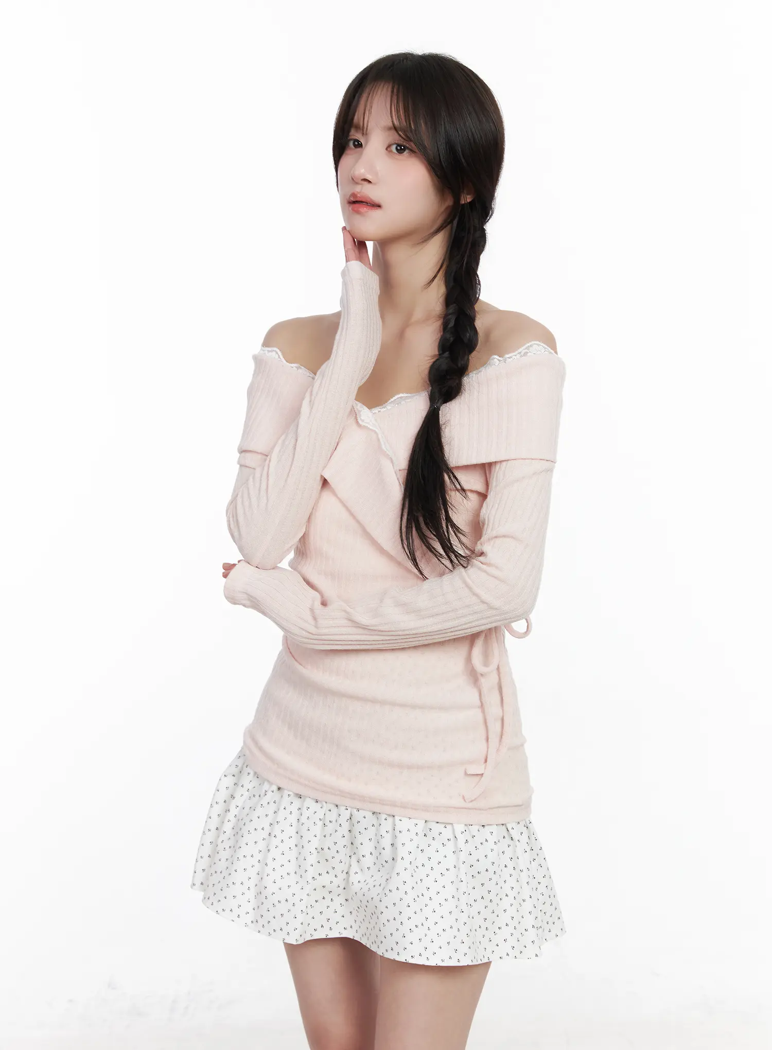 Lace Off-Shoulder Ribbed Top CM527 - Image 9