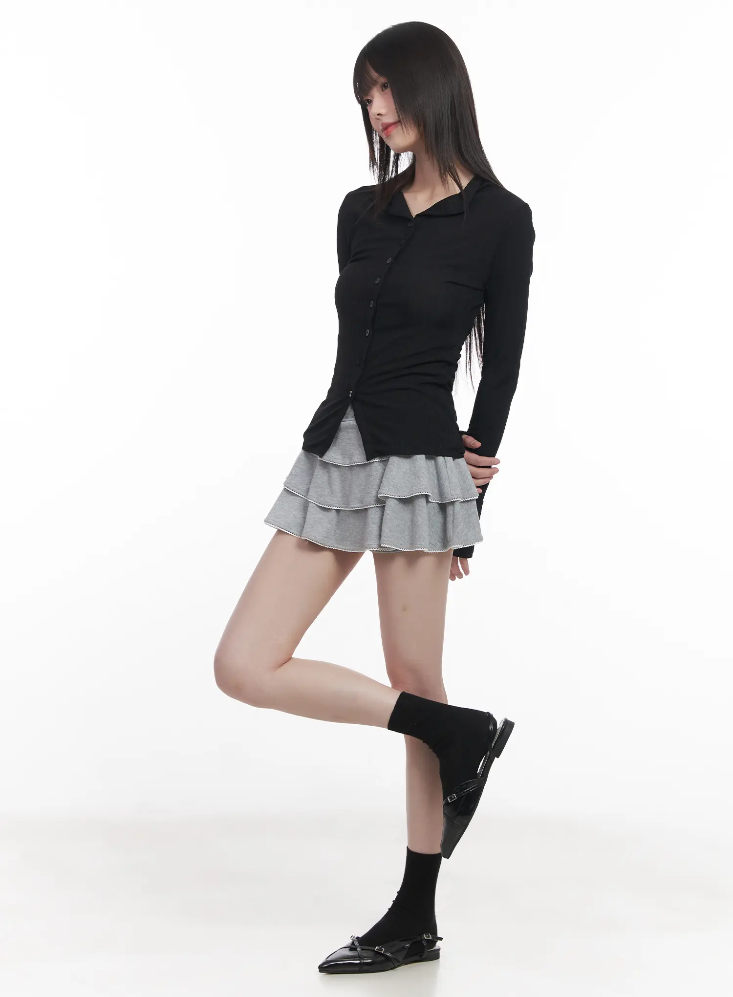 Lace Ruffle Mini Skirt CU518 - Image 2
