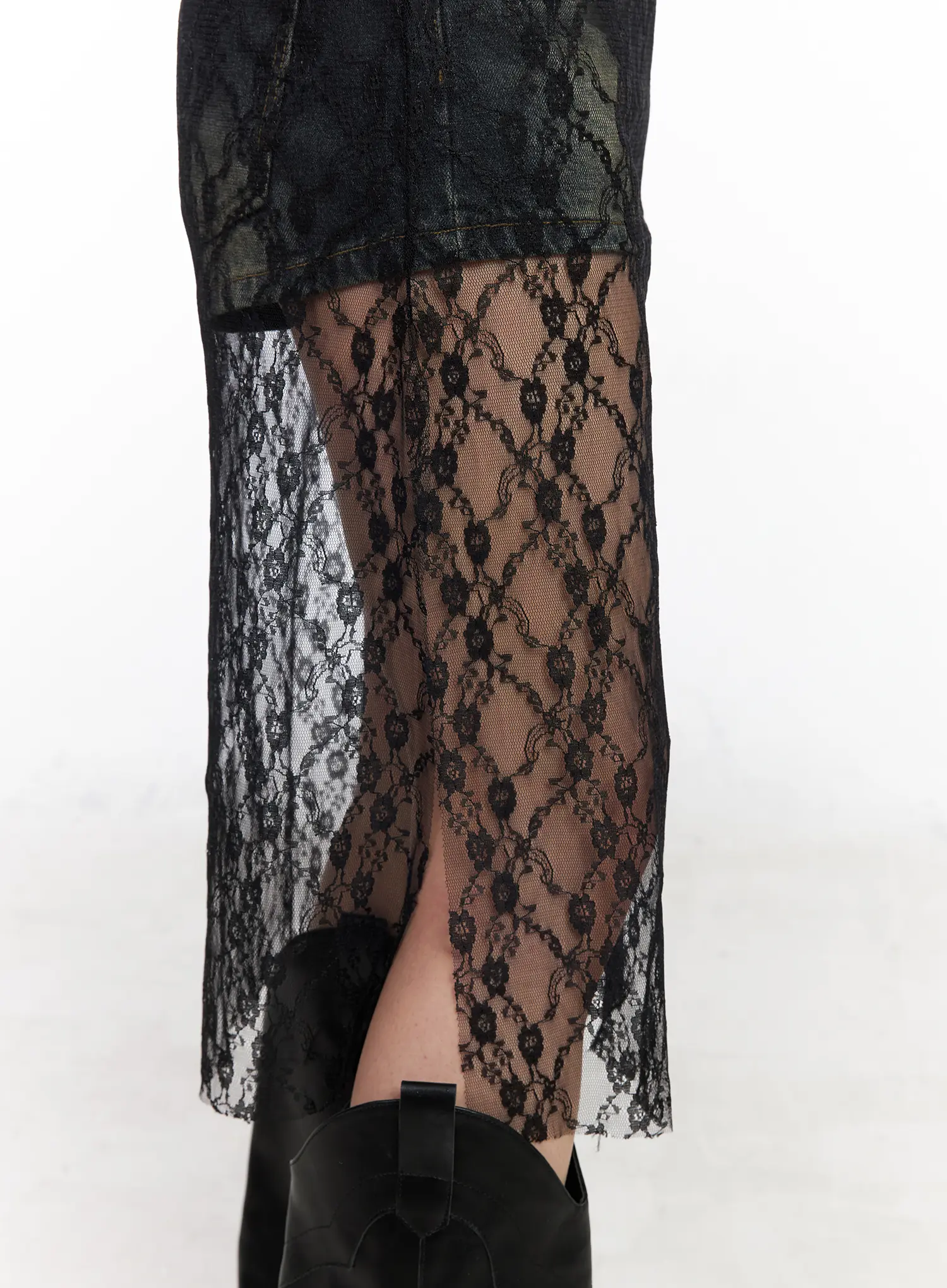 Lace Sheer Overlay Dress CM517 - Image 5