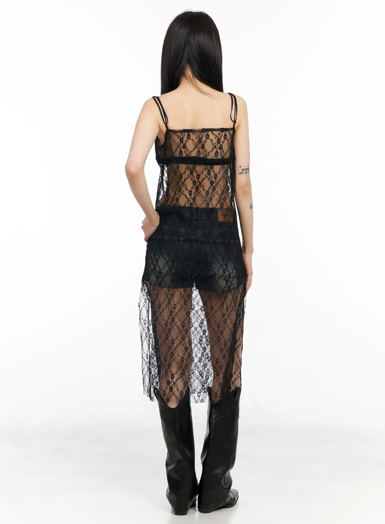 Lace Sheer Overlay Dress CM517 - Image 9