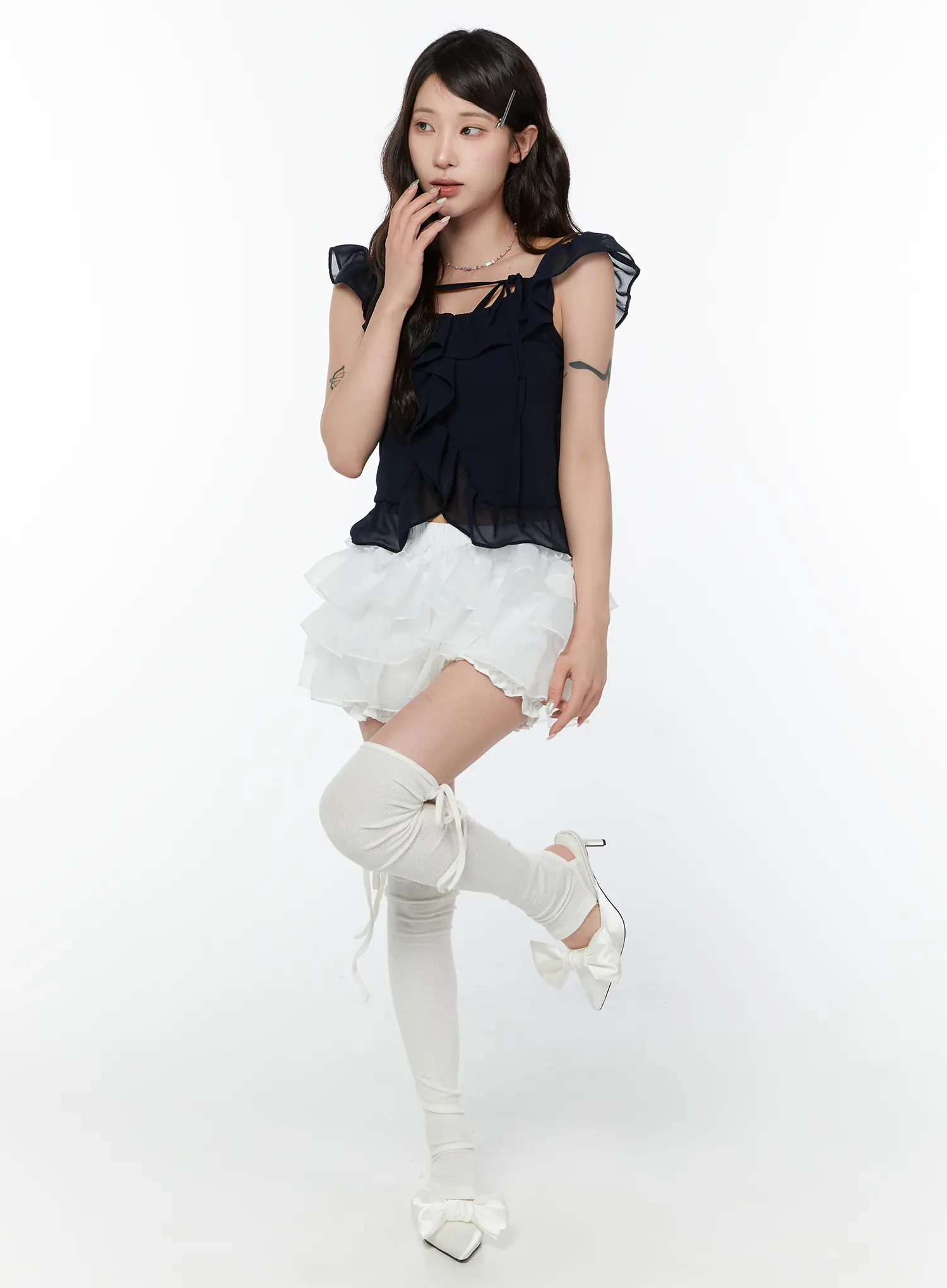 Lace Tiered Mini Skirt CY515 - Image 2