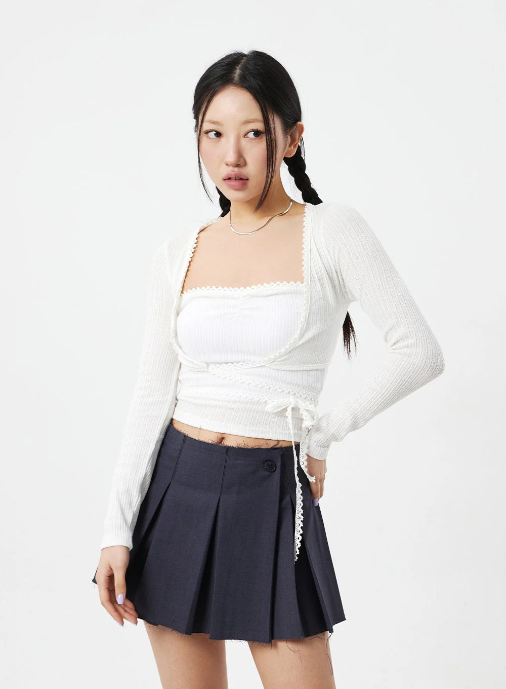 Lace Top And Cardigan Set CM324 - Image 9