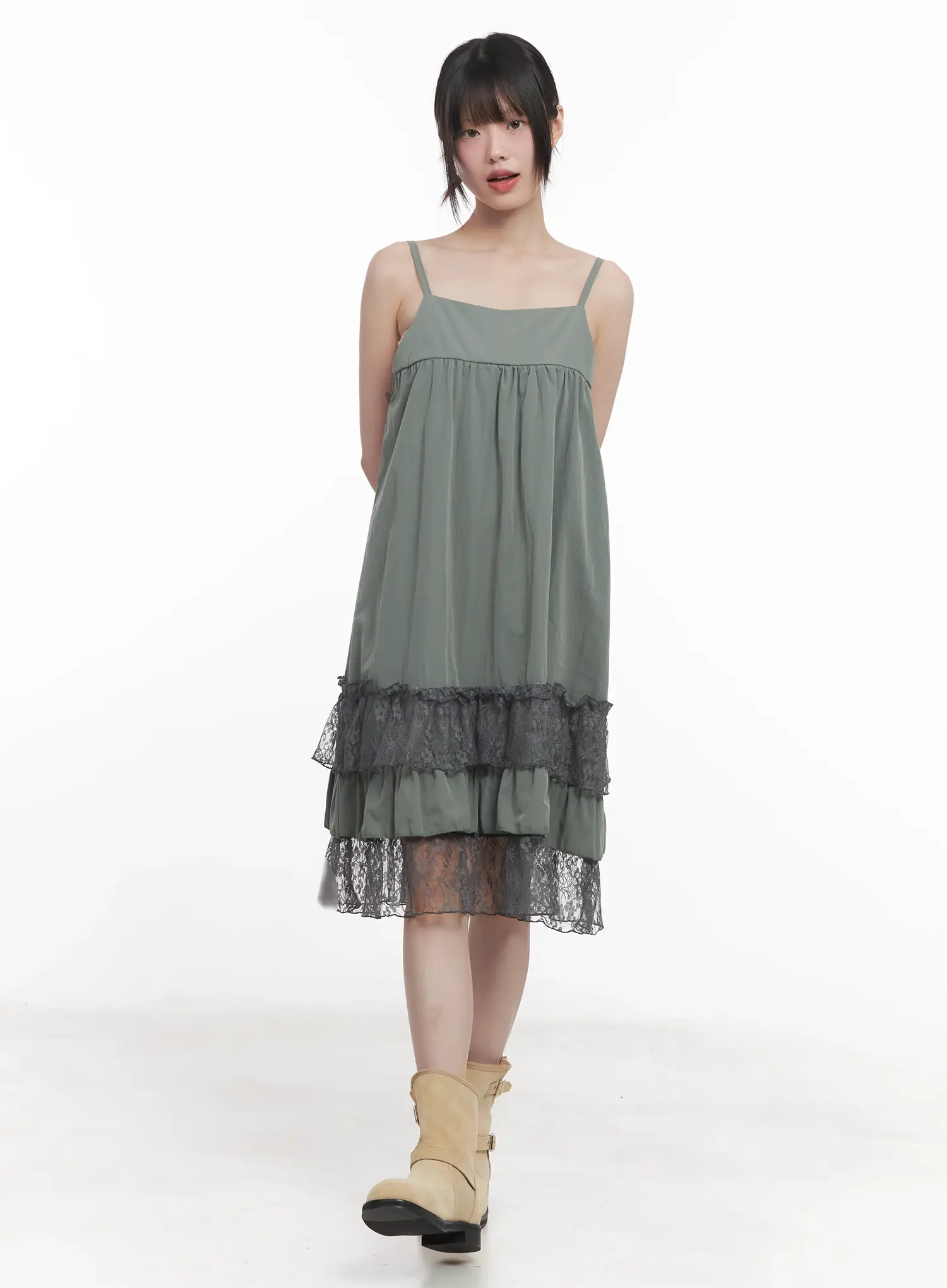 Lace-Trim Cami Maxi Dress CU518 - Image 3