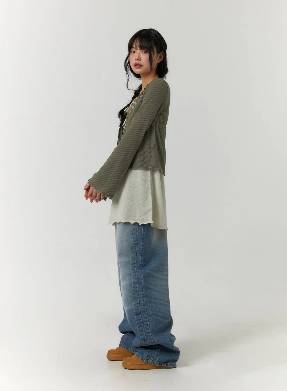 Lace Trim Cropped Cardigan CF406 - Image 4