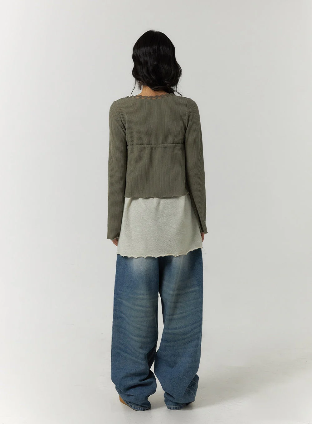 Lace Trim Cropped Cardigan CF406 - Image 9